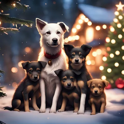 Фото шпица собака Рождество Елка Шар животное Праздники