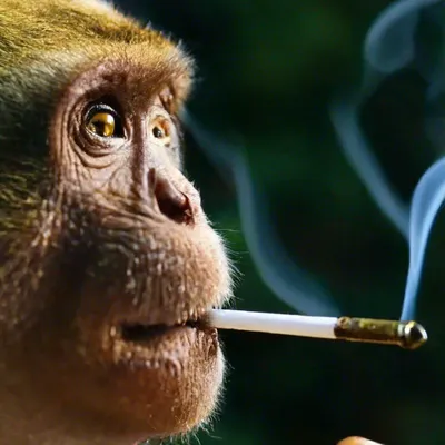 Nft обезьяна в профиль, курит …» — создано в Шедевруме