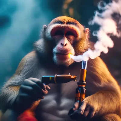 Обезьяна курит вейп 4к фото» — создано в Шедевруме