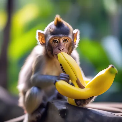 Обезьяна с бананом фото фотографии