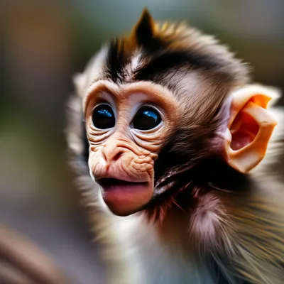 Красочная обезьяна с большими глазами стоит на белом фоне. | Премиум Фото