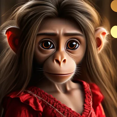 Ребёнок обезьнки+вид в профиль, …» — создано в Шедевруме