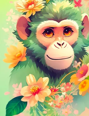 Картинки обезьяна с цветами прикольные (60 фото) » Картинки и статусы про  окружающий мир вокруг