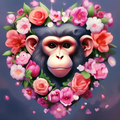 обезьяна на камне с цветком в ручном лесу Стоковое Изображение -  изображение насчитывающей природа, макака: 217854809