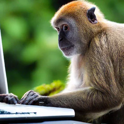 Жирная обезьяна сидит за компьютером…» — создано в Шедевруме
