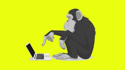 Обезьяна и компьютер иллюстрация вектора. иллюстрации насчитывающей обезьяны  - 36068154