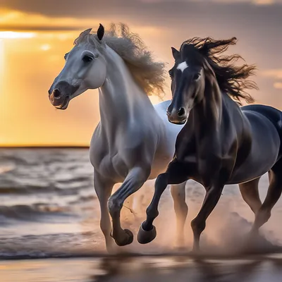 Две очень красивые лошади одна …» — создано в Шедевруме