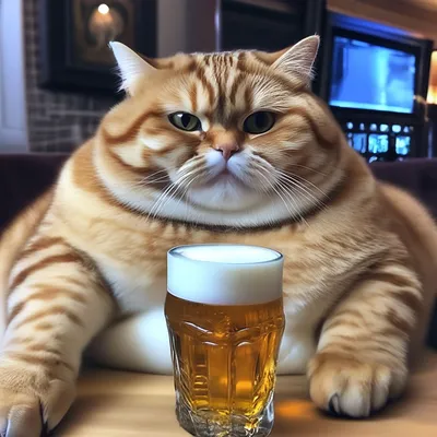 Очень толстые коты пьют пиво» — создано в Шедевруме