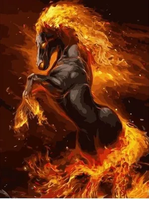 Картина по номерам Огненная лошадь 40х50 см. Hobby Home - купить с  доставкой по выгодным ценам в интернет-магазине OZON (218291519)