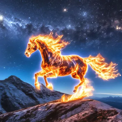 Красивая огненная лошадь, которая …» — создано в Шедевруме