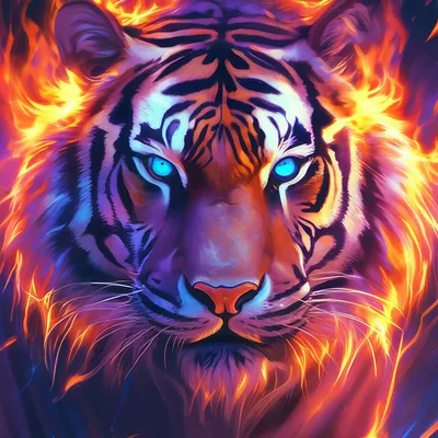 Огненный тигр . гордый . вокруг него…» — создано в Шедевруме