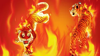 Огненный тигр, 3 Д, Иллюстрация» — создано в Шедевруме