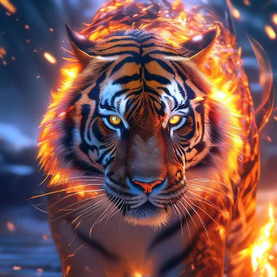 Красный Огненный тигр (30 фото) | Картина с тигром, Картины животных, Тигр