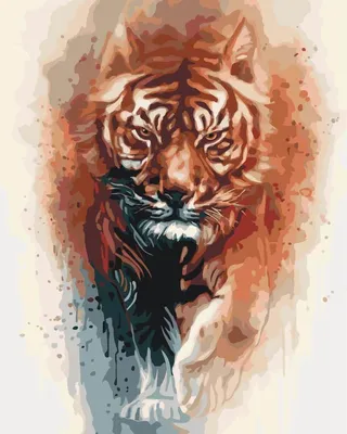 Набор для рисования по номерам Огненный тигр, арт. KH4037, 40х50см |  Fancywork - вышивка и рукоделие