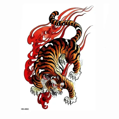 Огненный Тигр, временные тату-наклейки, боди-арт, флеш-тату, рукава,  татуировки, временные татуировки для мужчин | AliExpress