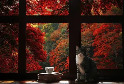 Осенний кот, автор Участники арт-студии \"Яркое пятно\"