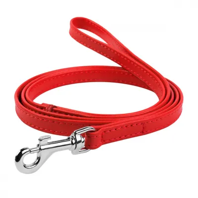 Купить кожаный поводок для собак WauDog Glamour красного цвета 122 см