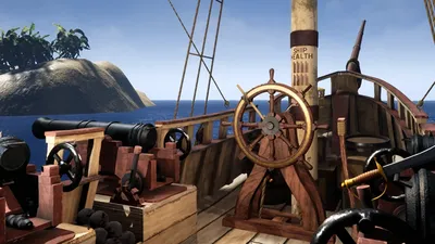 Палуба Пиратского Корабля С Лестницей На Камбуз И Дверью В Каюту Капитана,  3d Визуализация Фотография, картинки, изображения и сток-фотография без  роялти. Image 105795268