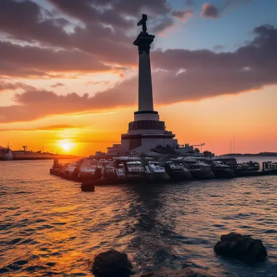 Статуэтка «Памятник затопленным кораблям» из латуни (8 см) | Крымский  Сувенир
