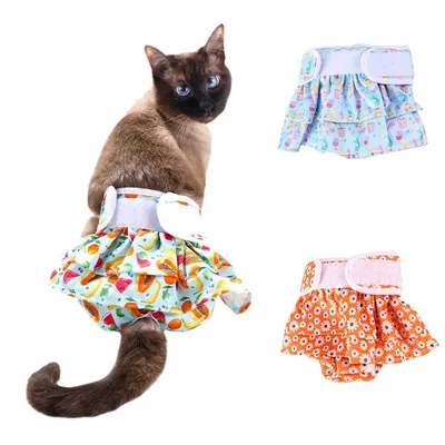 Подгузник с кошкой, физиологические брюки, моющаяся Женская юбка, женское  нижнее белье, короткие трусики, товары для домашних животных | AliExpress