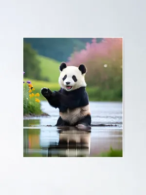 Cute Panda Wallpaper\" Poster for Sale by thetechnopath | Redbubble