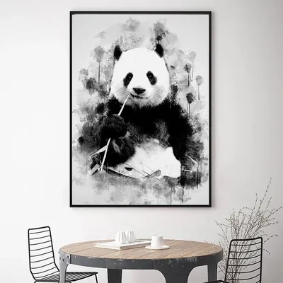 Рисунок панда с бамбуком легкий. Скачать и распечатать