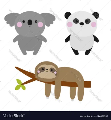 Vector cute cartoon panda, sloth, koala and monkey Stock Vector | Adobe  Stock