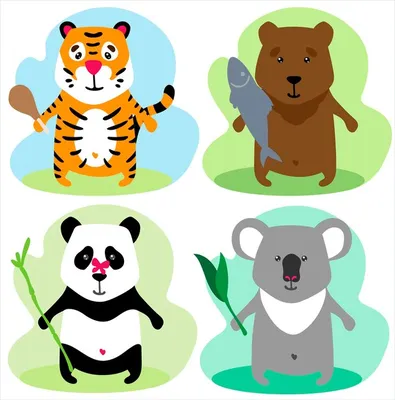 Watercolor cartoon animals set. Panda, koala, monkey and bird isolated on  white background Stock Illustration | Adobe Stock