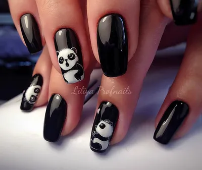 Панда на ногтях фото 