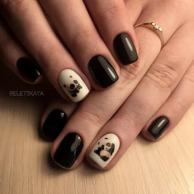 24 шт., Детские накладные ногти «панда» | AliExpress