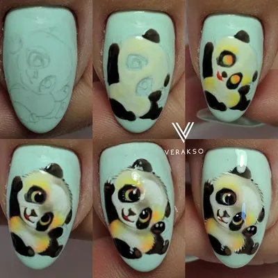 Панда на ногтях - 97 фото