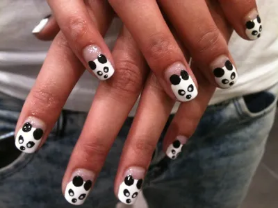 Дизайн ногтей панда с сердечком Panda with heart manicure nail design -  YouTube