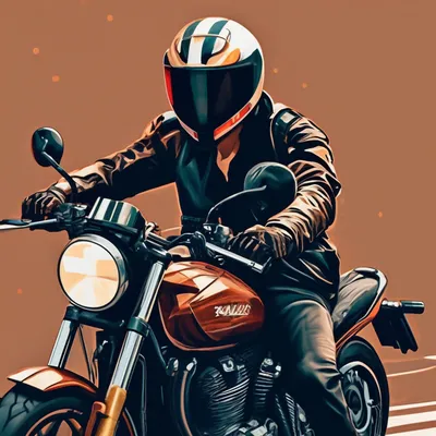 Фотк парня на мотоцикле в шлеме
