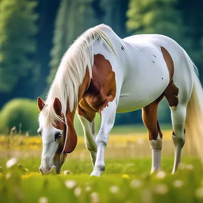 Лошадь пегой лошади идя рысью в поле лета Стоковое Фото - изображение  насчитывающей пинто, пасите: 49100242