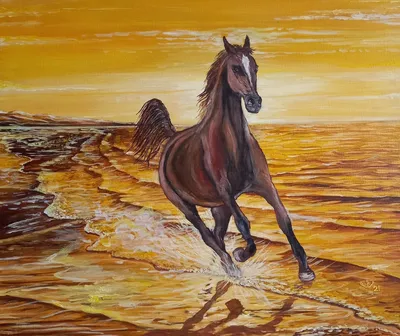 Скачущая пегая лошадь с коричневыми …» — создано в Шедевруме