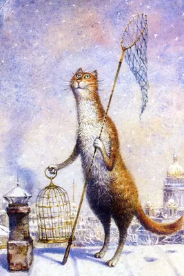 Питерские коты: акварельные мурлыки, которые принесли мировую известность  Владимиру Румянцеву - ЯПлакалъ