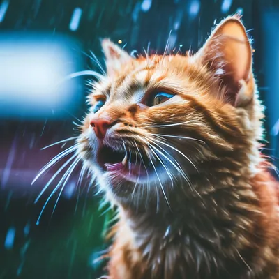 Плачущий кот рыжий котик, стоит на…» — создано в Шедевруме
