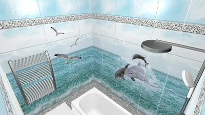 Панели с дельфинами в ванной - 67 фото