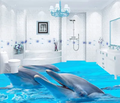 Панно «Лагуна Дельфины» 74.7х109.2 см цвет голубой по цене 1028 ₽/шт.  купить в Москве в интернет-магазине Леруа Мерлен