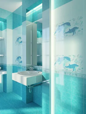 Плитка голубая с дельфинами | Bathroom remodel designs, Bathroom design,  Bathroom design decor