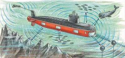 Подводная лодка под водой.…» — создано в Шедевруме
