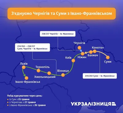 Укрзалізниця» запускает новый поезд: соединит Сумы и Чернигов с  Ивано-Франковском
