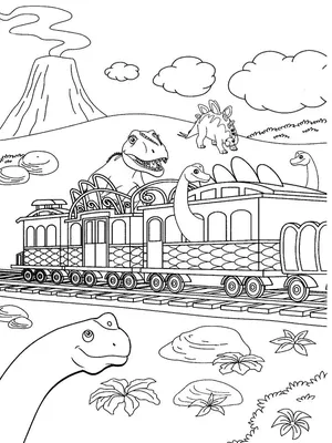 Картинка для торта \"Поезд Динозавров\" - PT106024 печать на сахарной пищевой  бумаге