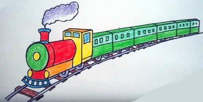 Поезд рисунок для детей - 130 фото