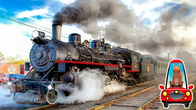 Поезд покрашенных детей с автомобилями и локомотивом носит детей  Иллюстрация вектора - иллюстрации насчитывающей переход, купе: 136022764