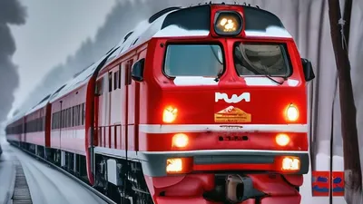 Поезд РЖД из 4-х пассажирских вагонов 4-осных