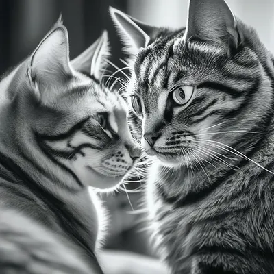 Кот и кошка, семейное фото, …» — создано в Шедевруме