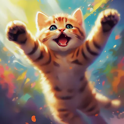 Радостный кот» — создано в Шедевруме