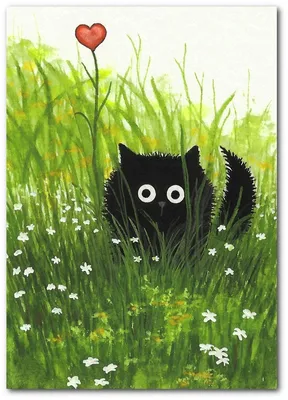 Пазл черный радостный кот - разгадать онлайн из раздела \"Картины\" бесплатно
