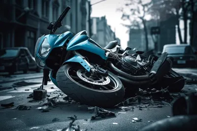 4K изображение мотоцикла после аварии